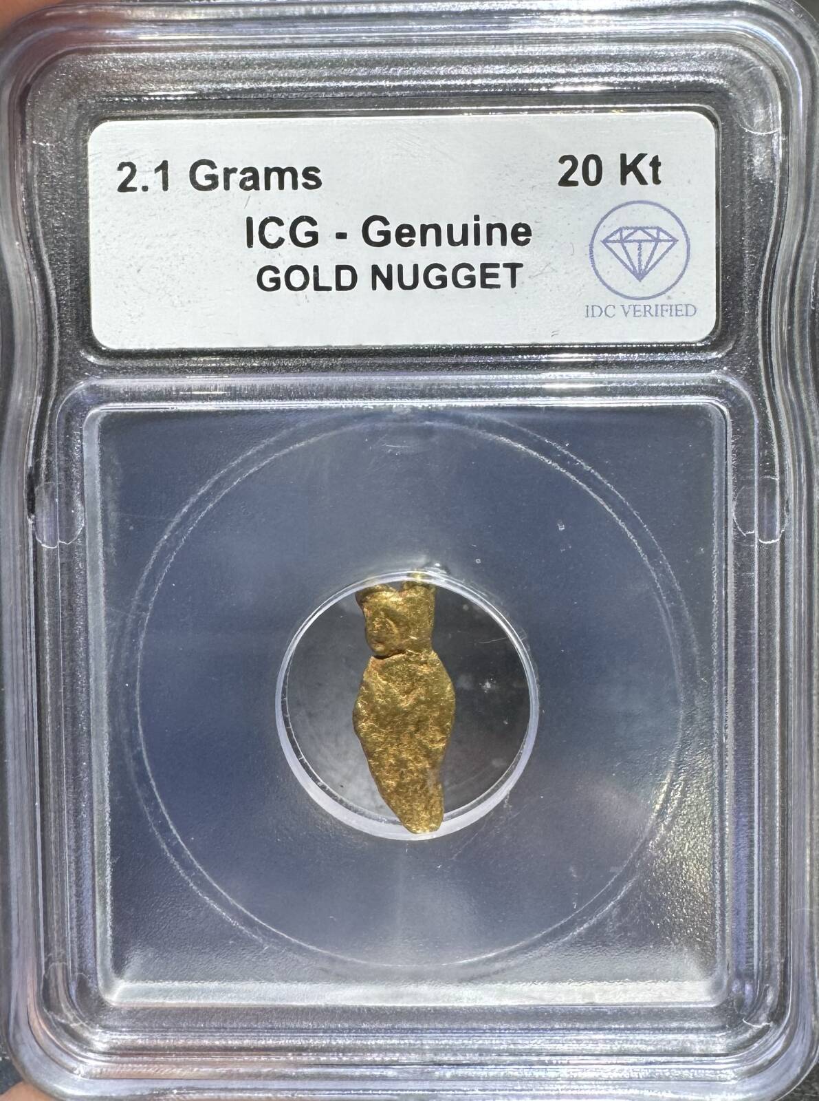 20 Kt Gold Nugget 2.1 Gram ICG Genuine IDC Verified