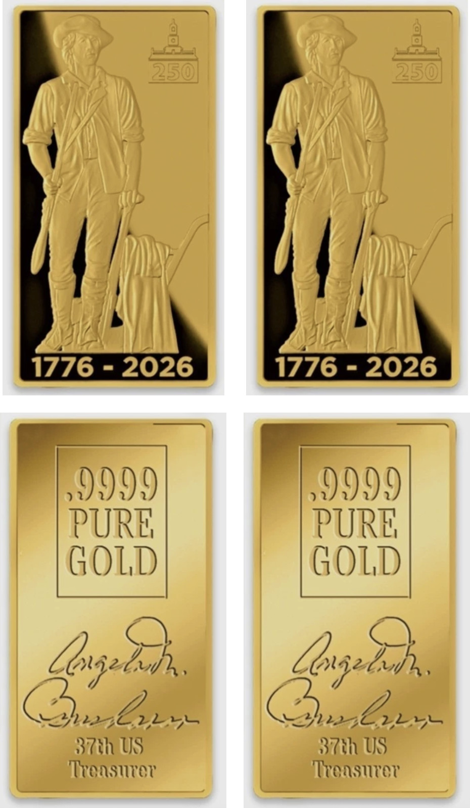 *Set of 2* 🇺🇸 Minuteman Freedom Bar – .9999 Pure Gold American Bullion Bar ✨