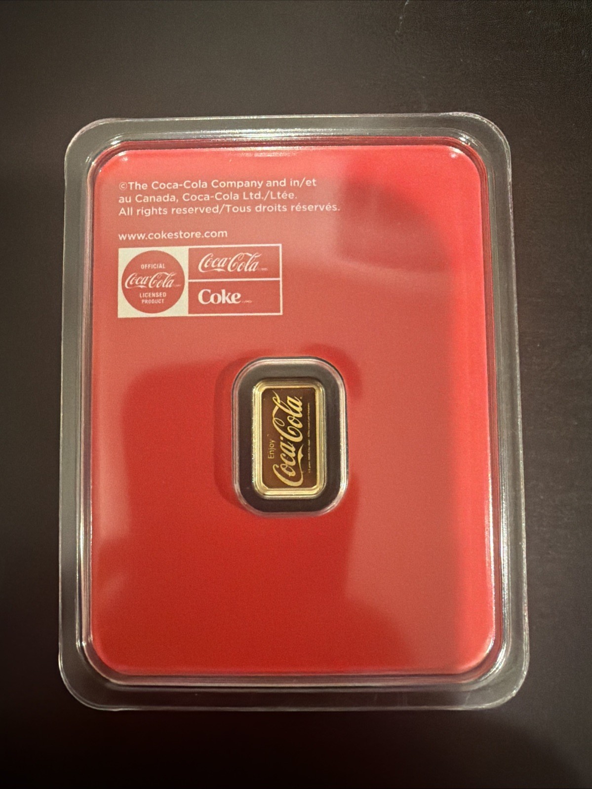 Coca-Cola Collectible Fine Gold Bar 0.5g/1.2g .9999 Sealed