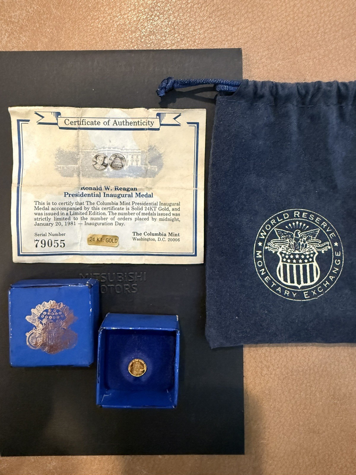 Ronald Reagan Solid Gold 24K Pure Presidential Inaugural Medal Limited Edition