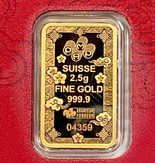 Pamp Suisse Lucky Cat 2.5 Gram .9999 Gold Bar – w/ Assay & Sleeve #4359/18888