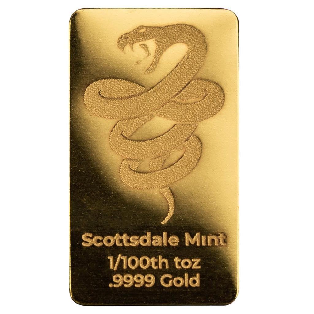 1/100 oz .9999 Gold Bar – Lunar Year of the Snake Gold Bullion Bar #A685