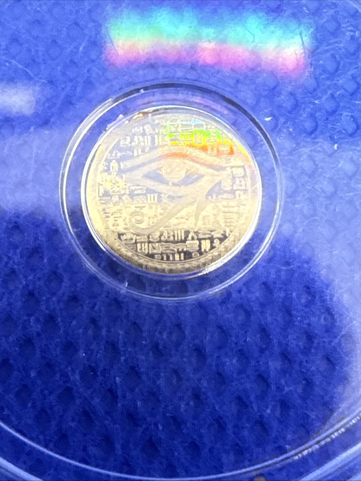 1/500 oz Gold Round Eye of Ra Egyptian Fractional Bullion .9999 Pure Capsule
