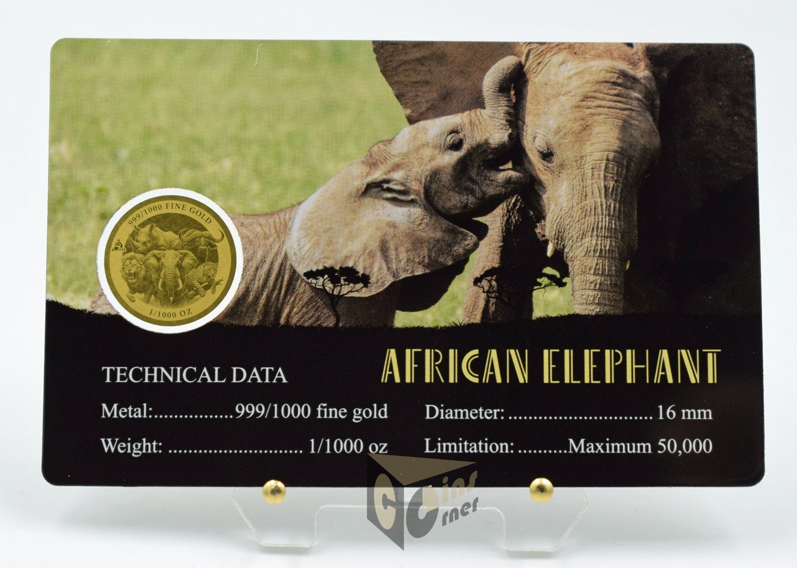 African Elephant – Africa’s Big Five 1/1000 Oz 999 Gold Coin 3000 Francs Chad
