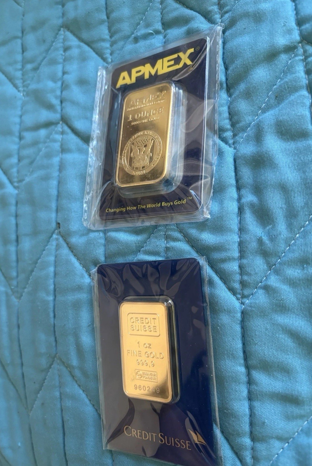 APMEX & Credit Suisse 1 oz Gold Bars (2) Fine Gold Bullion, 2 oz Total