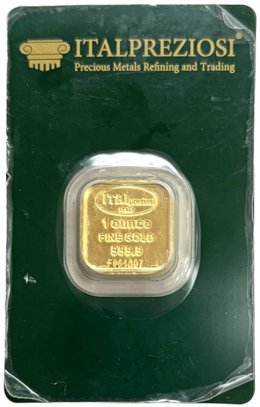 ITALPREZIOSI ITALY GOLD SEALED 1oz 9999 FINE 24K SEALED SQUAR IN ASSAY CARD