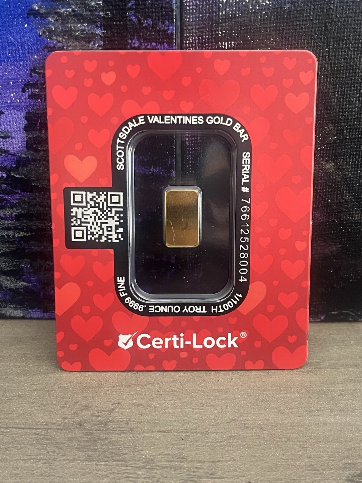 Scottsdale Mint Love Themed 1/100 oz .9999 Gold Bar in Certi-Lock Card