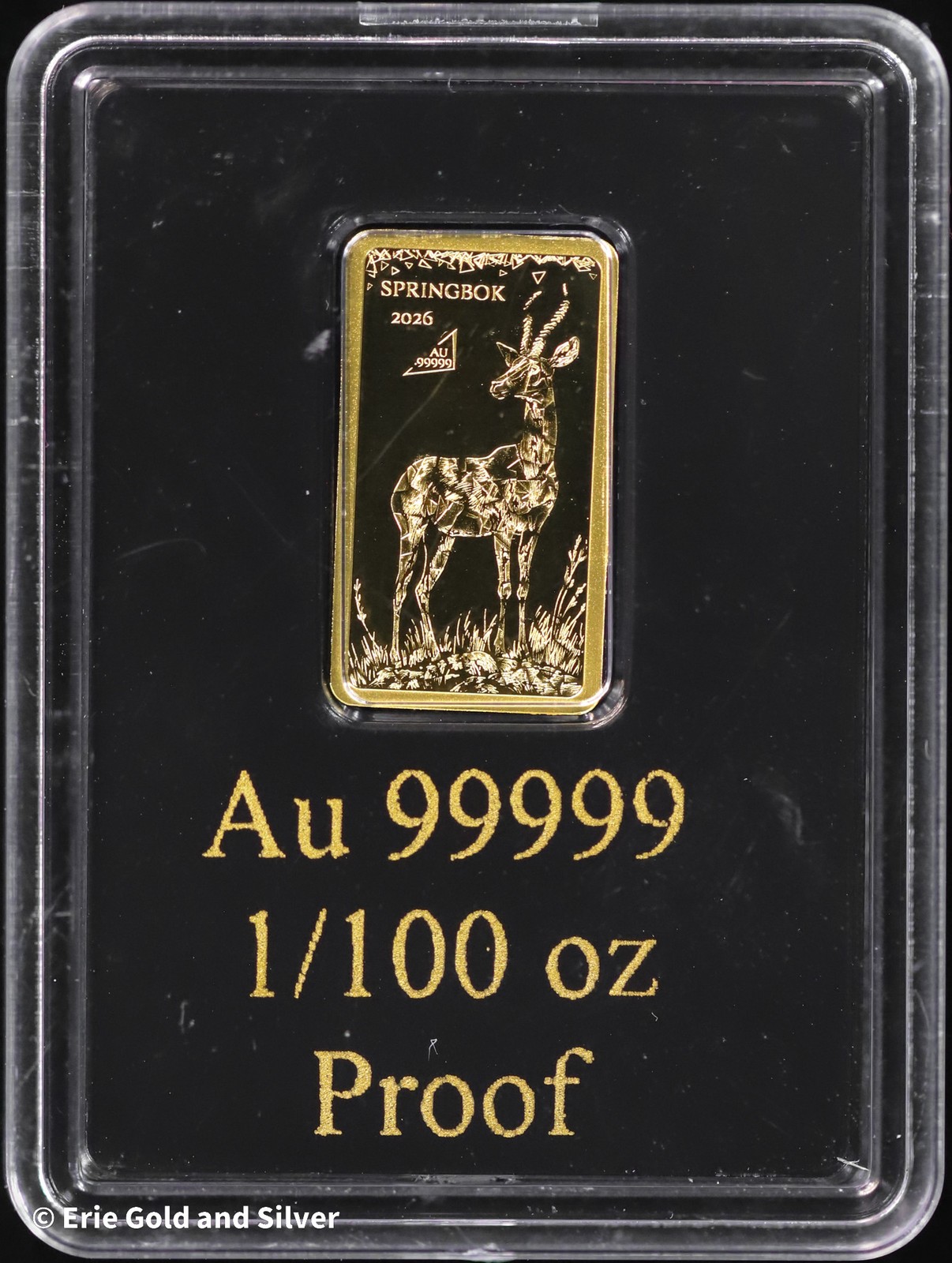 Solomon Islands Springbok Proof 1/100th oz Gold Bar