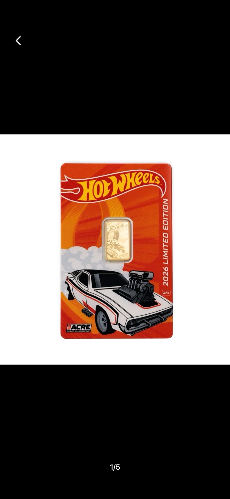 2.5 gram gold bar Hot wheels