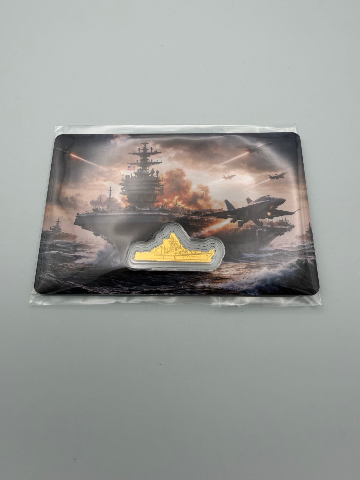 1/1000 oz GOLD Us Battleship Art Bar .999 Fine Gold 20,000 MintedBullion Bar