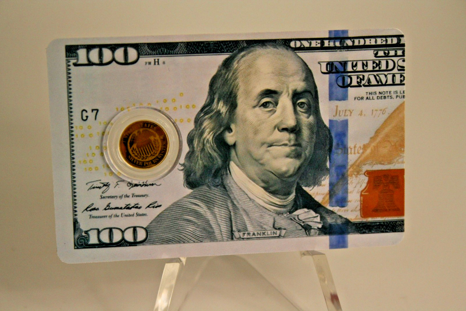 REPUBLIC OF LIBERIA 2026 12 DOLLAR GOLD 1/1000 OZT .9999 USA FLAG $100 BILL