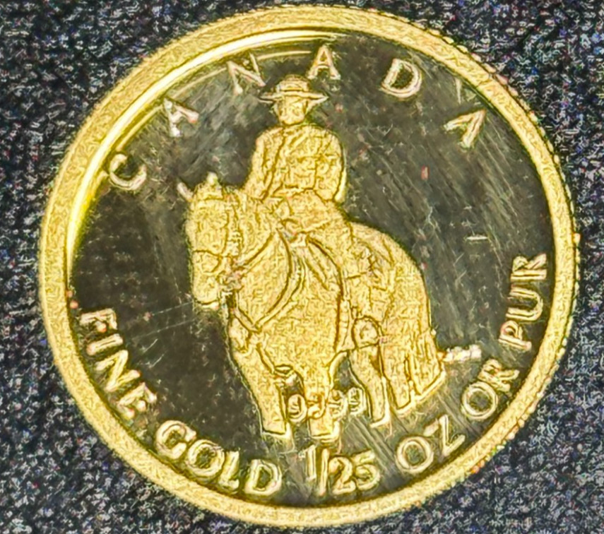 Canada 2010 RCMP Mountie Horse 50 Cents 1/25 Oz .9999 Pure Gold Proof Coin