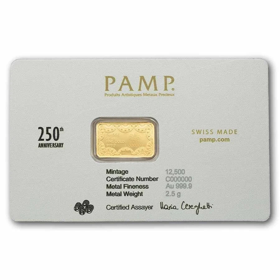 2.5 gram Gold Bar – PAMP 250th Anniversary of the USA