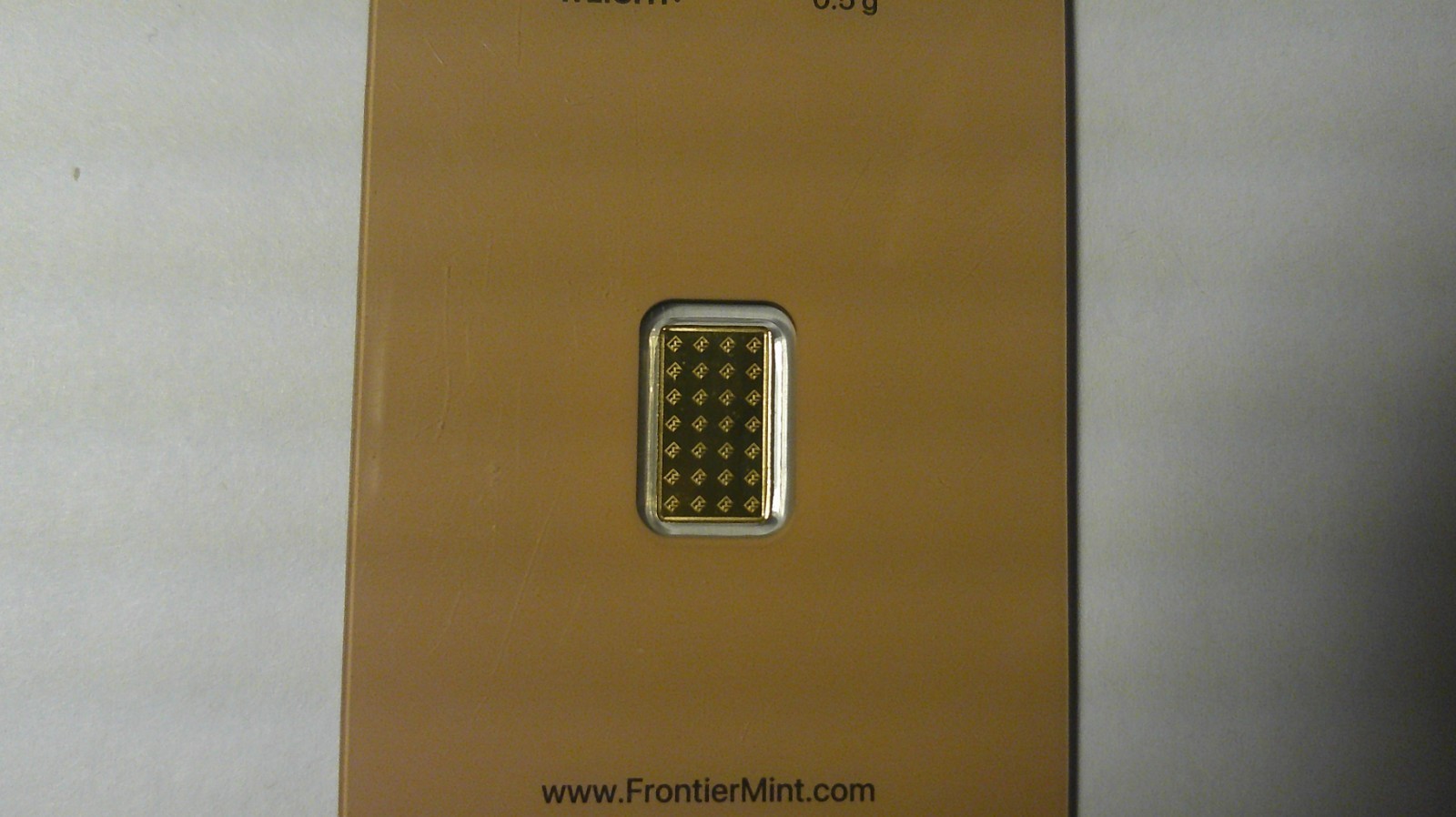 Frontier Mint 1/2 Gram .9999 Fine Gold Bar in Assay Card Holder