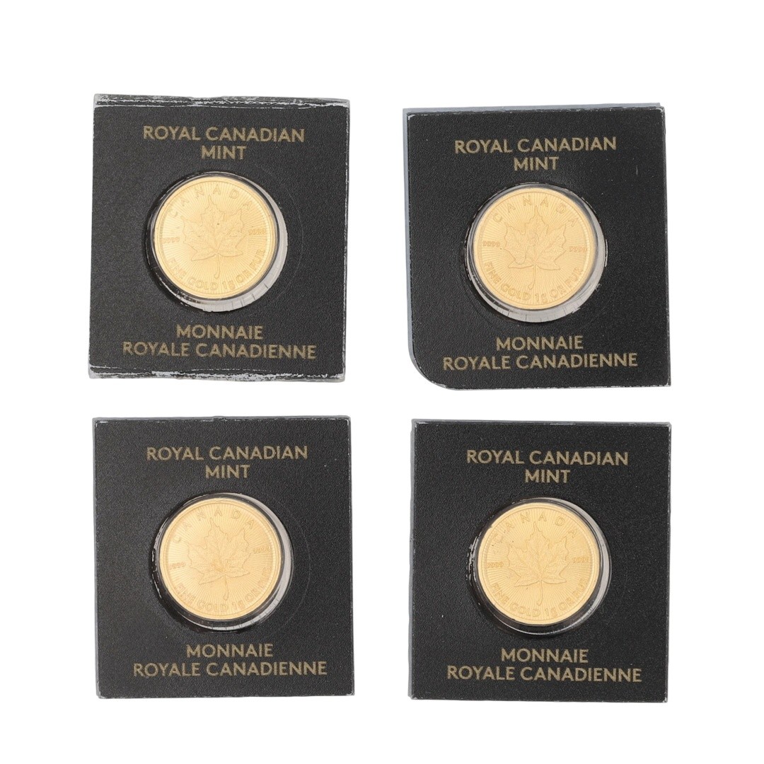 2020 Royal Canadian Mint Gold Maple Leaf 1 Gram .9999 Fine Gold Coin Set of 4