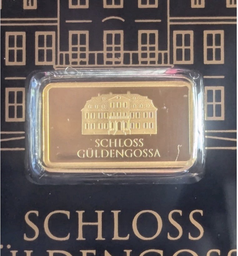 Geiger Schloss Guldengossa Vintage Edition .9999 Fine Gold Bar .5 Gram w/ Card