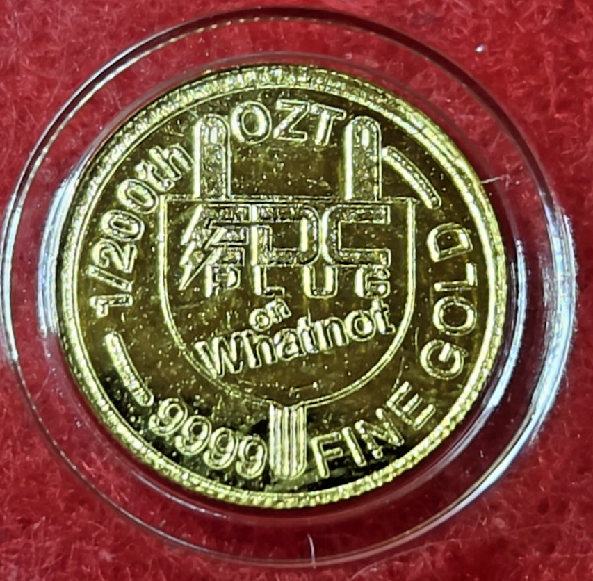 1/200 oz .9999 Fine Gold Round EDC Plug on Whatnot in Capsule