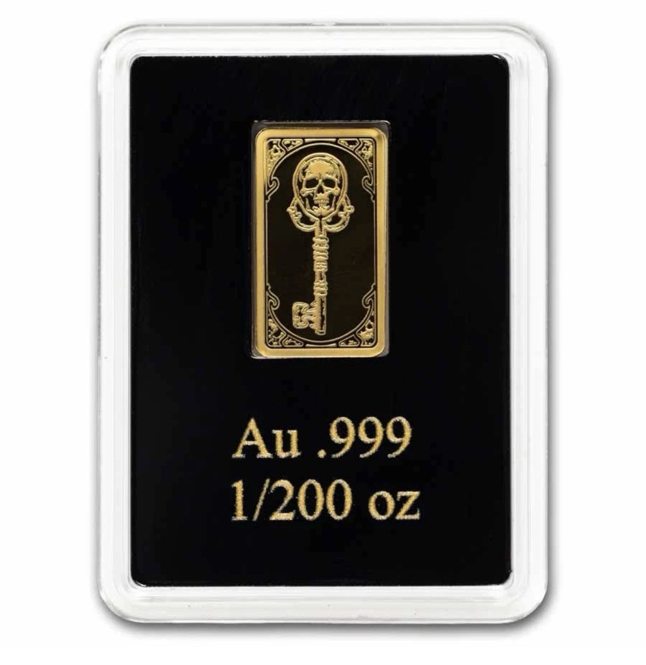 💀☠️🗝️2026 Liberia 1/200 oz Gold Skeleton Key Coin Bar