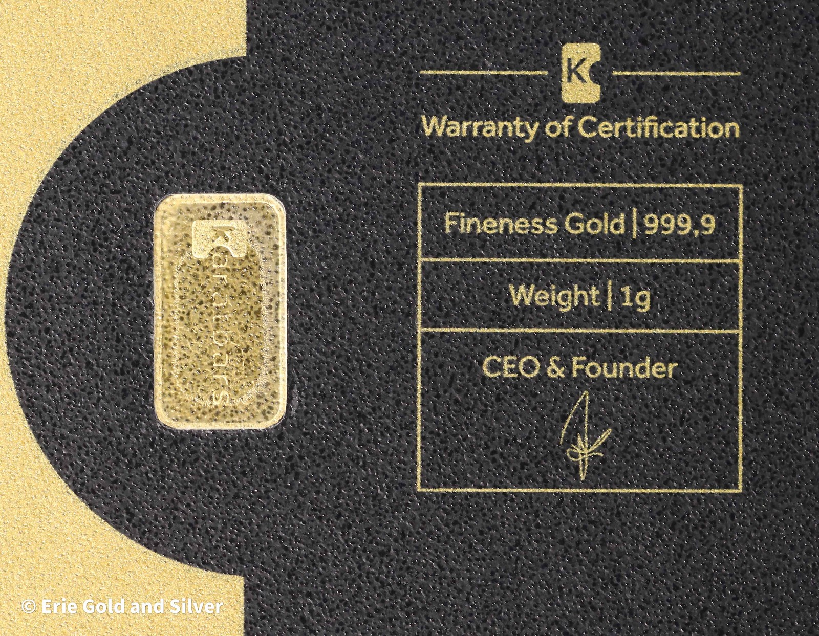 Karatbars 1 Gram .9999 Gold Bar in Assay Card