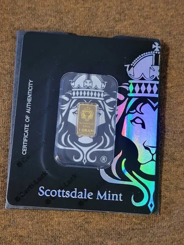 1 gram Gold Bar – Scottsdale Mint (In Certi-Lock® Assay, Black)- Sold out @ mint