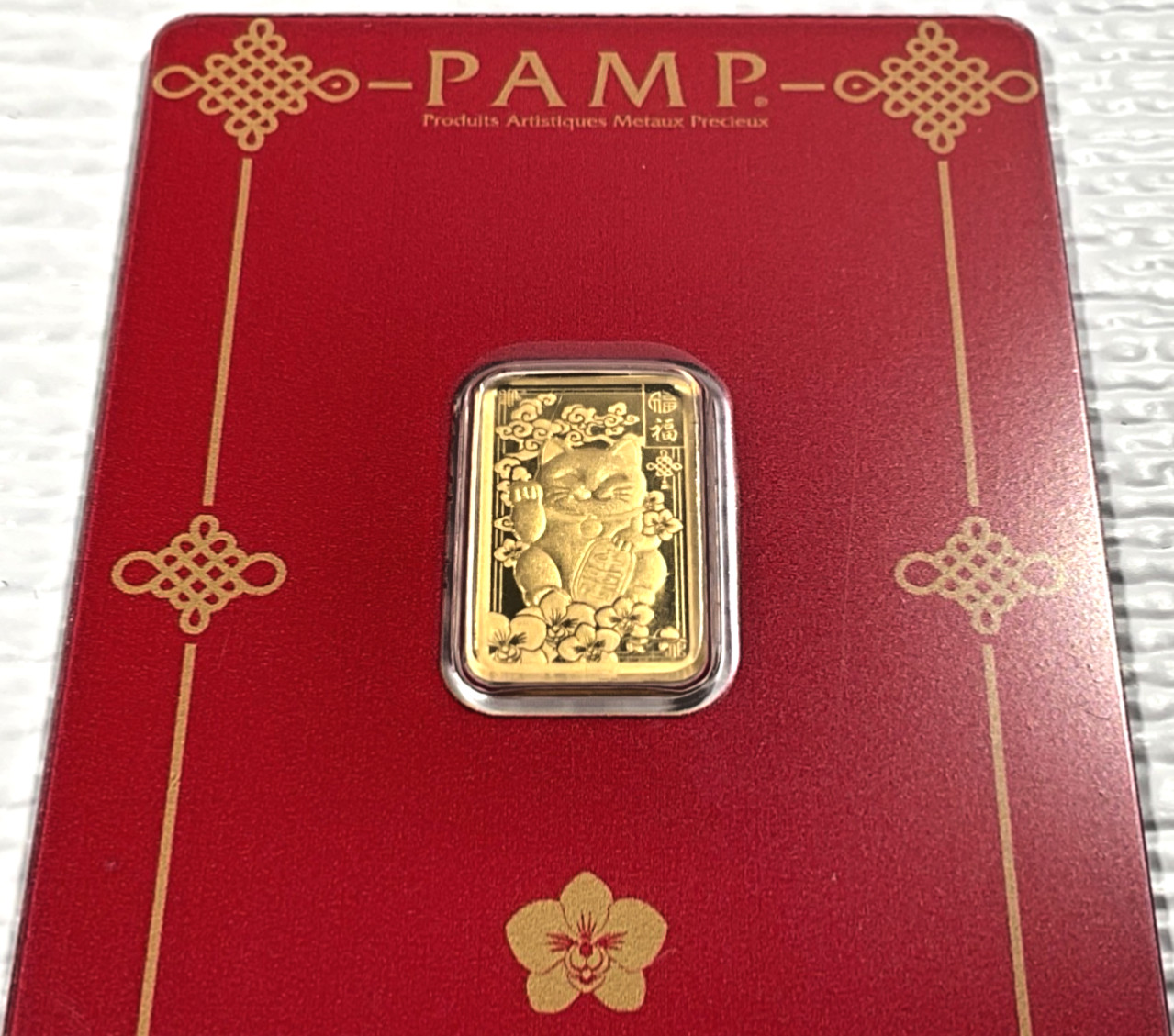 Pamp Suisse Lucky Cat 2.5 Gram .9999 Gold Bar – w/ Assay & Sleeve #4359/18888
