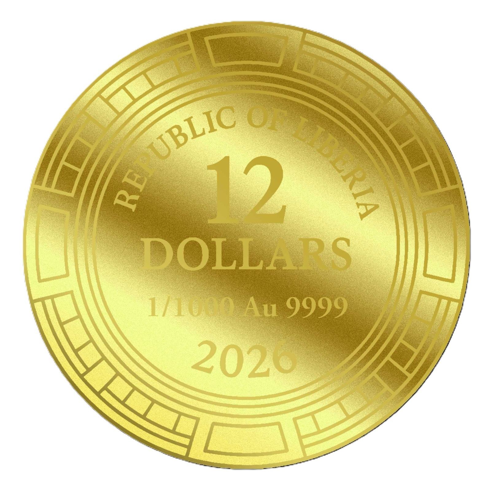 2026 Liberia Las Vegas 1/1000 oz Gold Coin in Card (9999 Mintage)