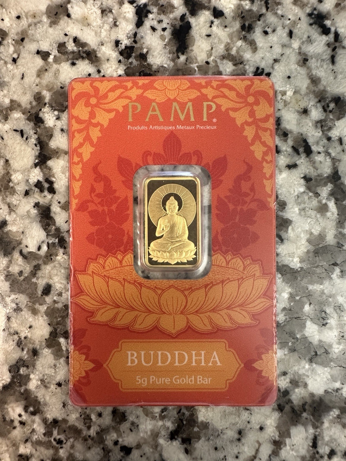 PAMP Suisse Buddha 5 g Gold Bar .9999 Fine Gold Bullion Bar in Assay Card