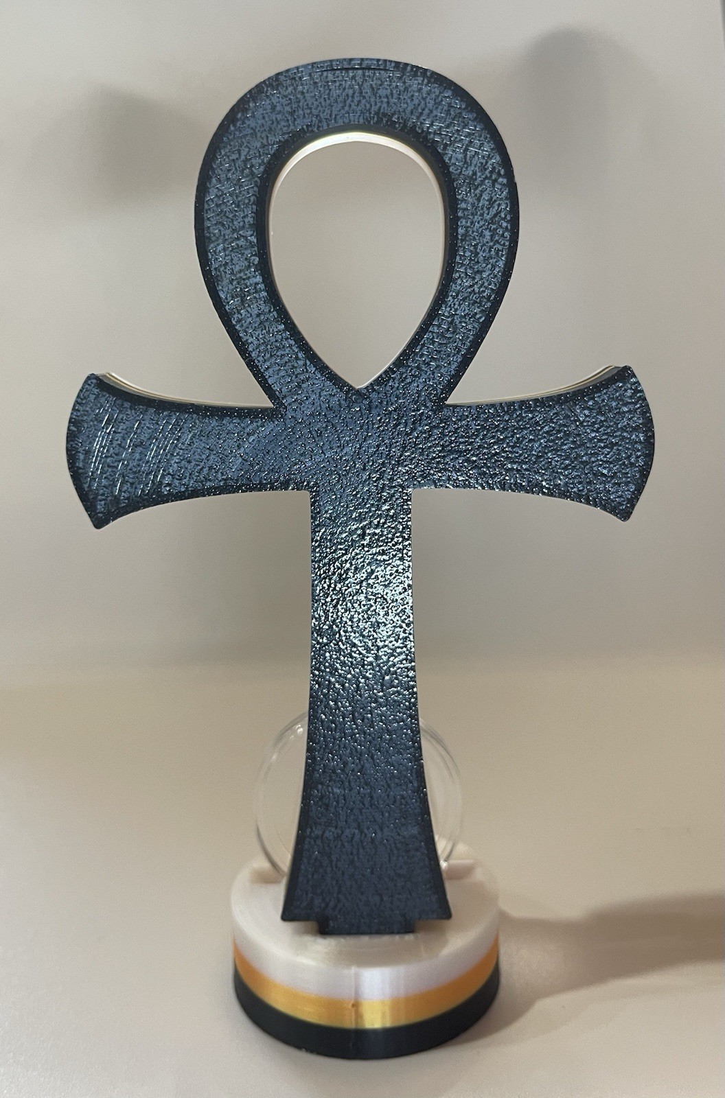 ⭐️Egyptian Golden Ankh 1/200 oz .9999 Gold Coin In Capsule W/ 3D Printed Stand