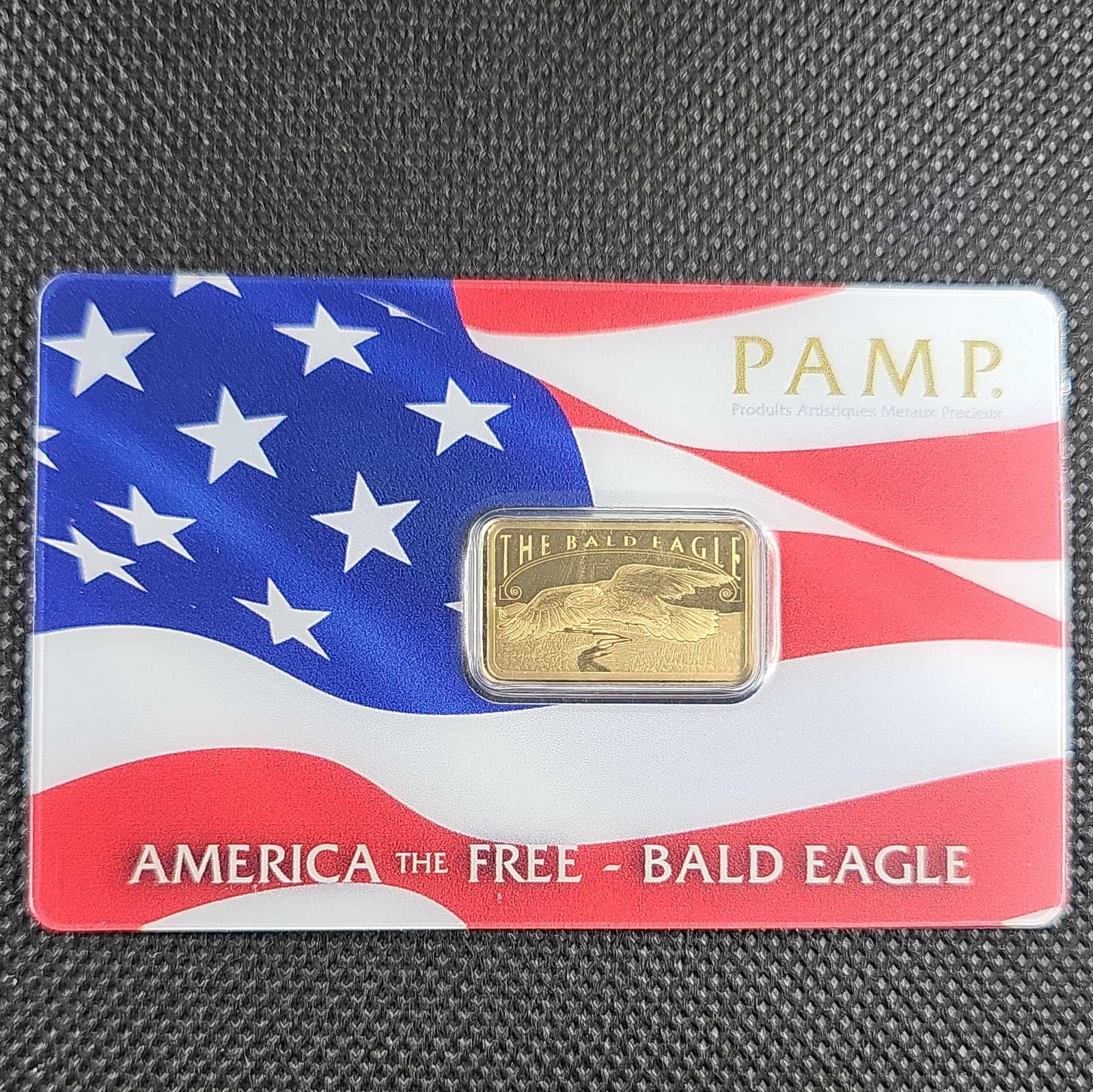 5 gram Gold Bar – PAMP America the Free: Bald Eagle in (Assay)
