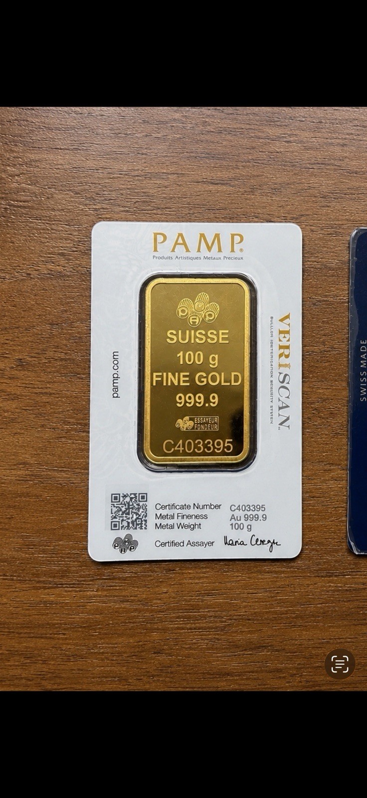 100 gram Gold Bar – PAMP Suisse – Fortuna – 999.9 Fine in Sealed Assay