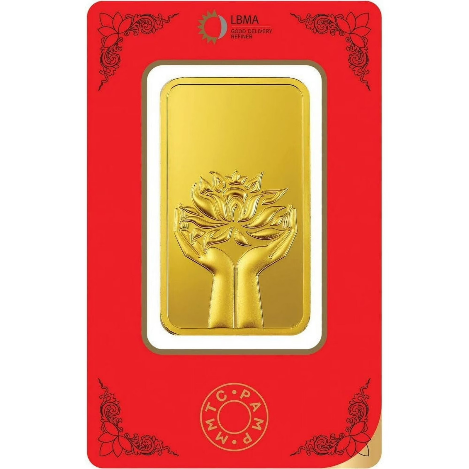 Pamp MMTC Lotus 20 Gram Gold Bar – Large Card Assay