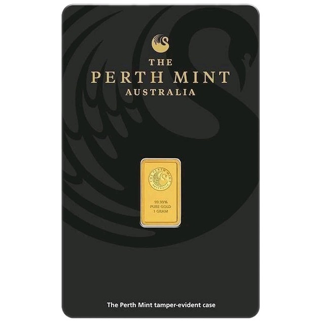 1g Gold Bar Kangaroo Kangaroo Perth Mint 999.9 Fine Gold in Blister