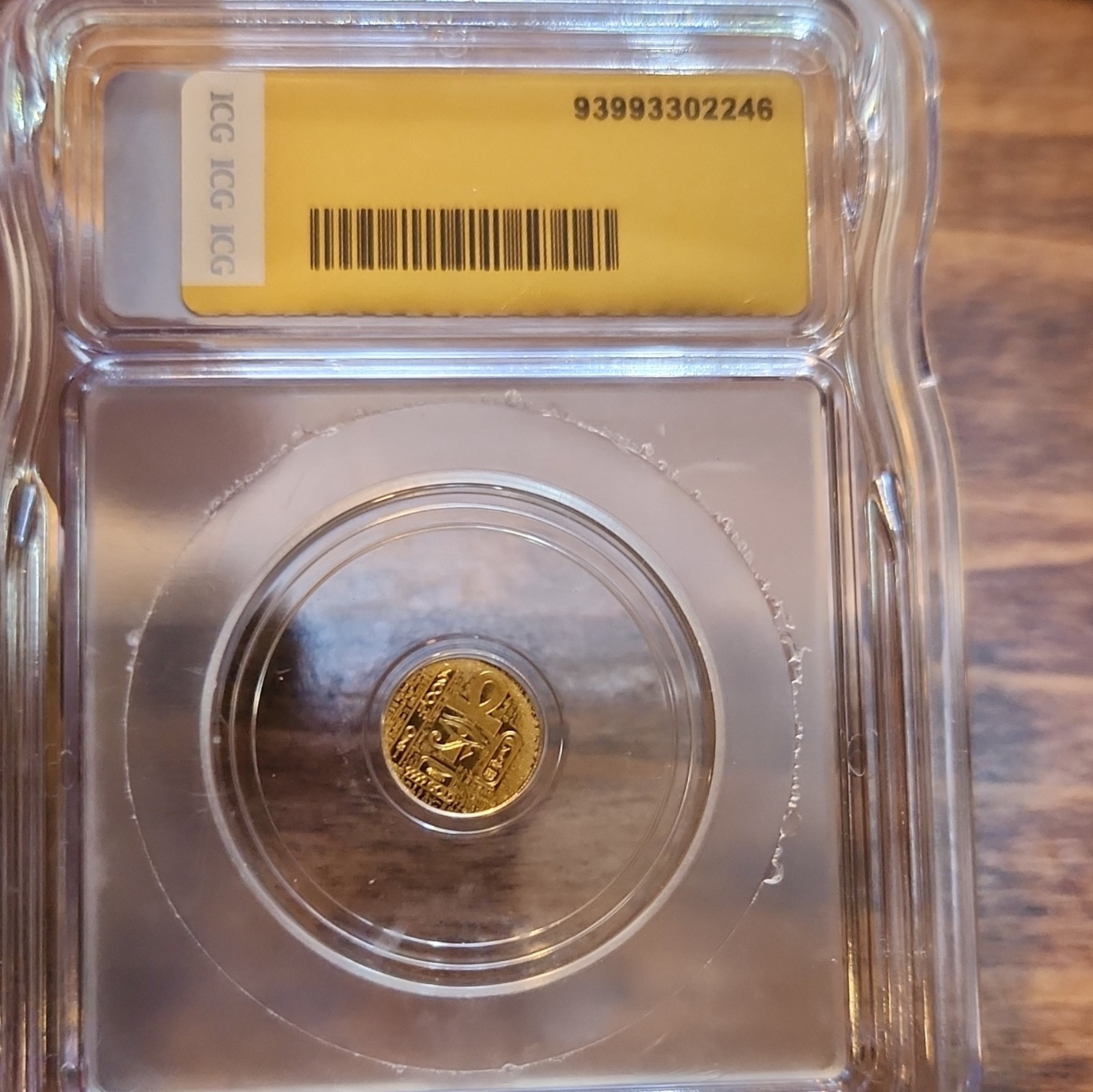 ICG MS70 Egyptian King Tut Gold Round 1/200th oz Gold Content