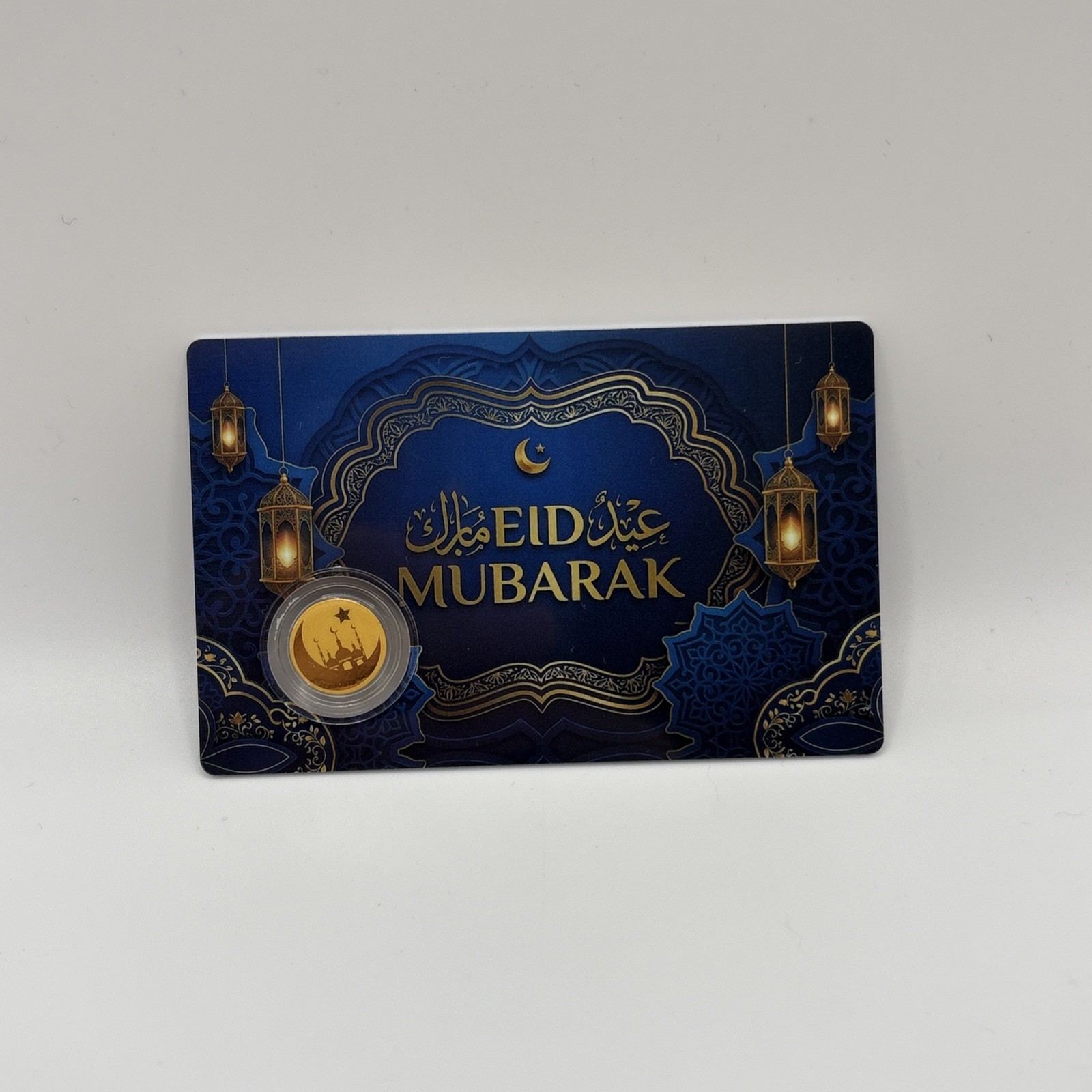 Happy EID Mubarak 1/1000 oz Gold Round In Card. Mintage 9,999