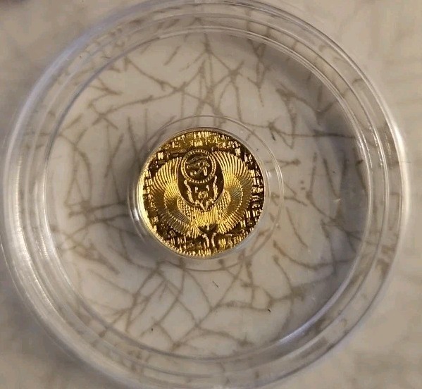 Egyptian Scarab Round ICG MS70 1/200 oz .9999 Pure Gold 24K Fine Gold Bullion