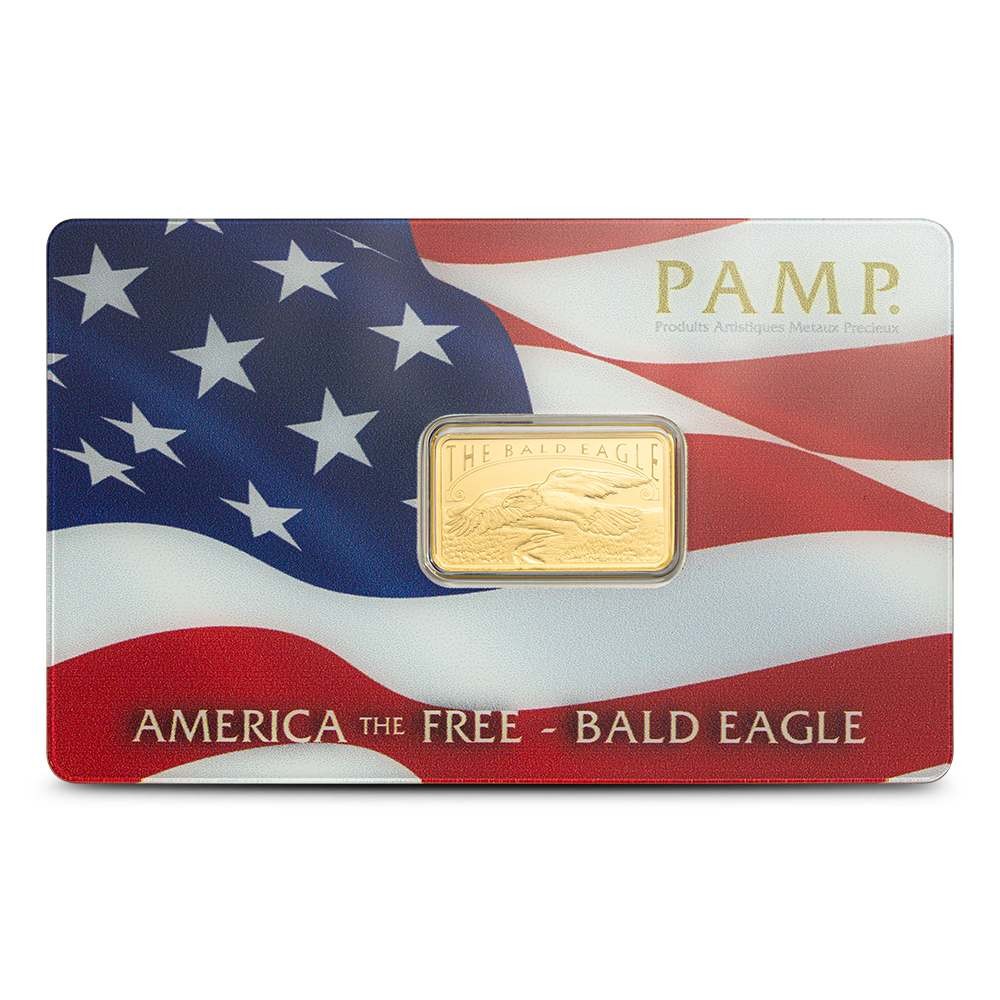 5 Gram PAMP Suisse America The Free Bald Eagle Gold Bar (New w/ Assay)