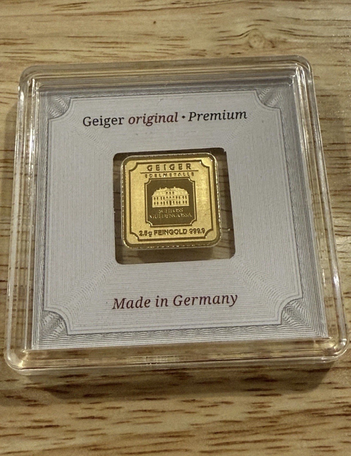 Geiger Edelmetalle 2.5g Gold Bar 0.9999 Fine in Assay Card, Germany