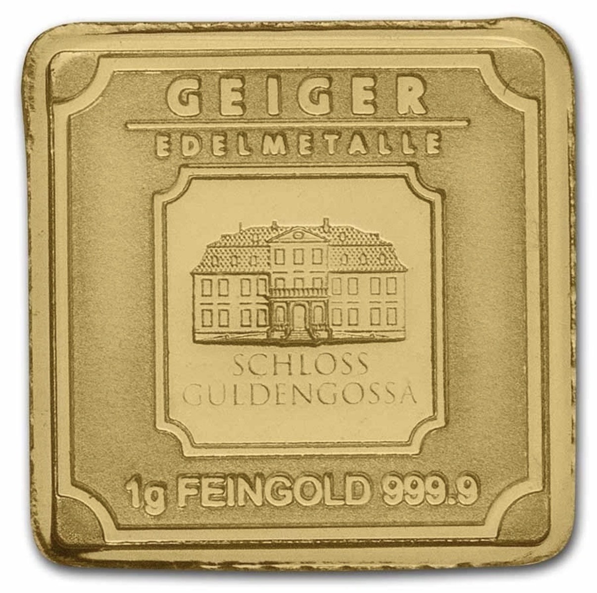 Geiger Edelmetalle 1g Gold Bar Purple Fish – Square Design in Assay