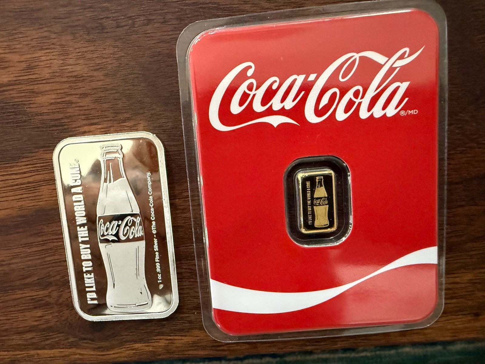 Coca Cola Precious Metal Combo 1/2 Gram Gold In Assay And 1 Oz Silver Matching