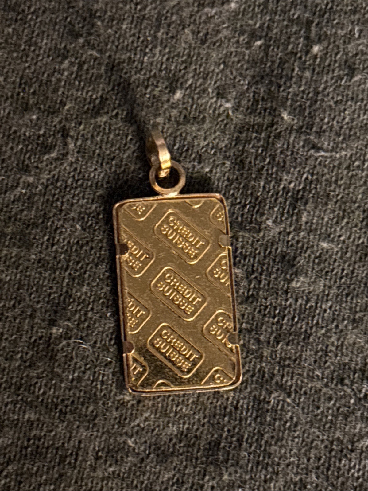 Credit Suisse 1 Gram 24K Gold 999.9 Gold Bar Pendant W 18K Bezel 1.3 Grams