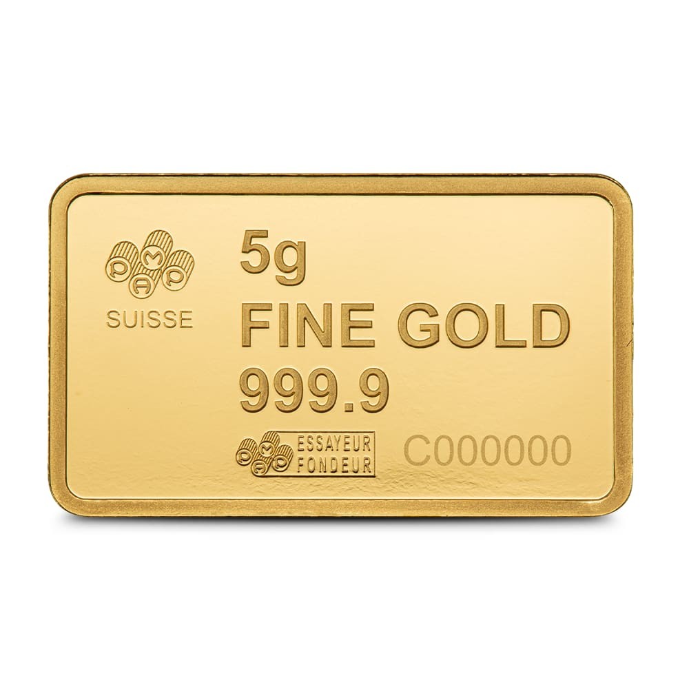 5 Gram PAMP Suisse America The Free Bald Eagle Gold Bar (New w/ Assay)