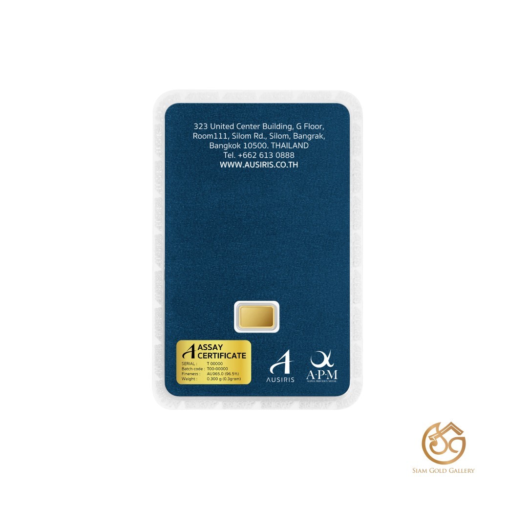 AUSIRIS 23K (96.5%) Thai Gold Bar weight 0.3 gram