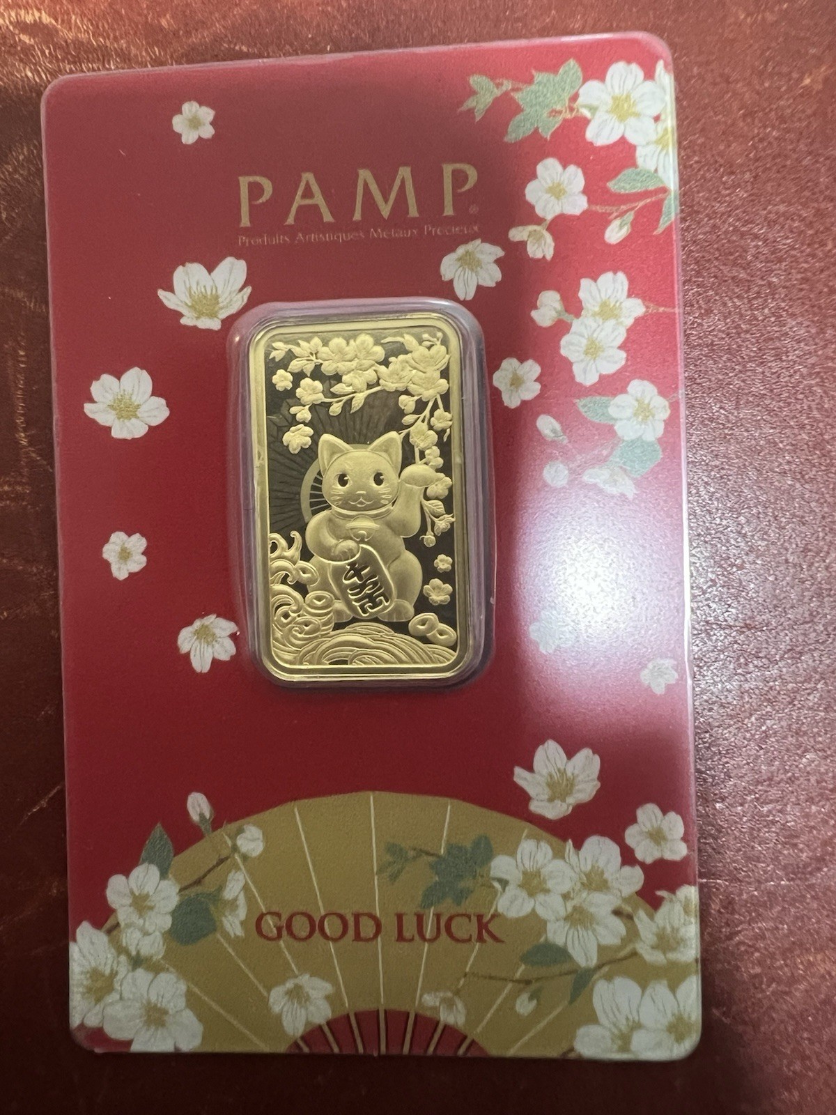 PAMP 1/2 oz GOOD LUCK MANEKI NEKO CAT GOLD BAR & 14K BEZEL FREE WITH PURCHASE!