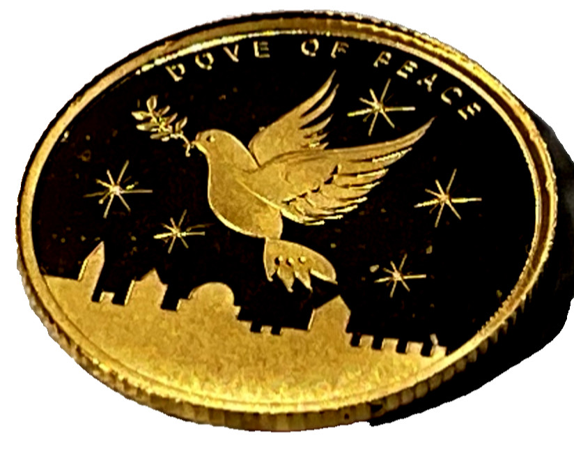 2022 Holy Land Mint Dove of Peace 1/25 oz Gold Round In Mint Capsule