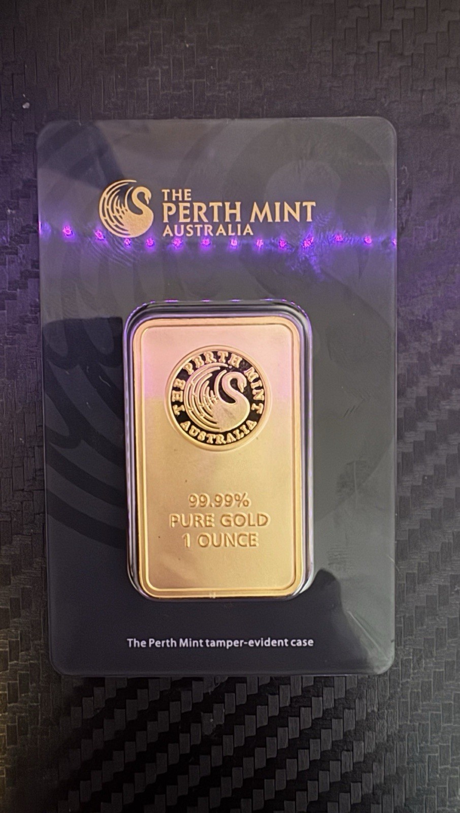 The Perth Mint Australia 1 oz 99.99% Pure Gold Minted Bar Tamper-Evident Case