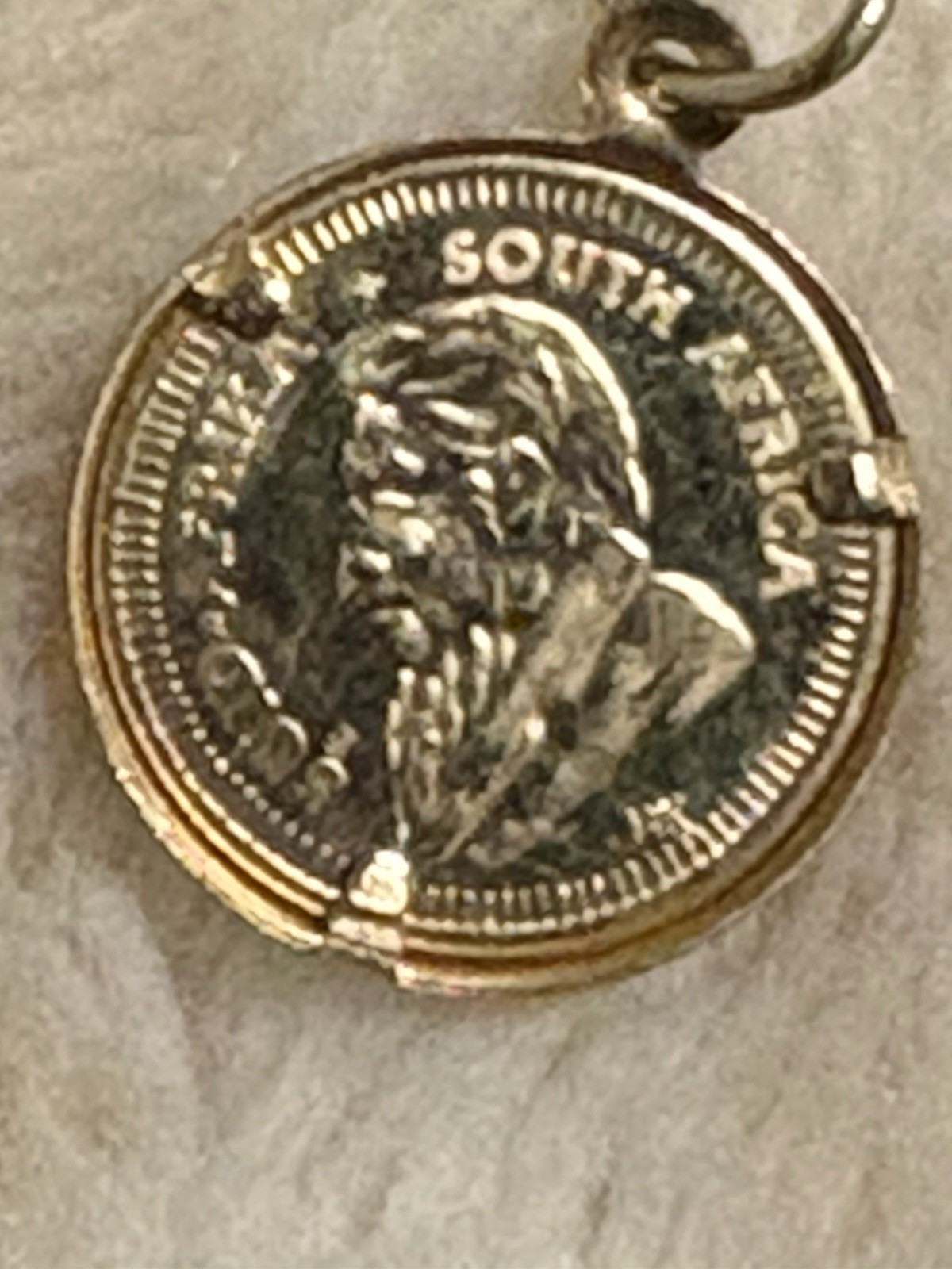 14kt Gold Mini Krugerrand in bezel, International Monetary Mint, 1980