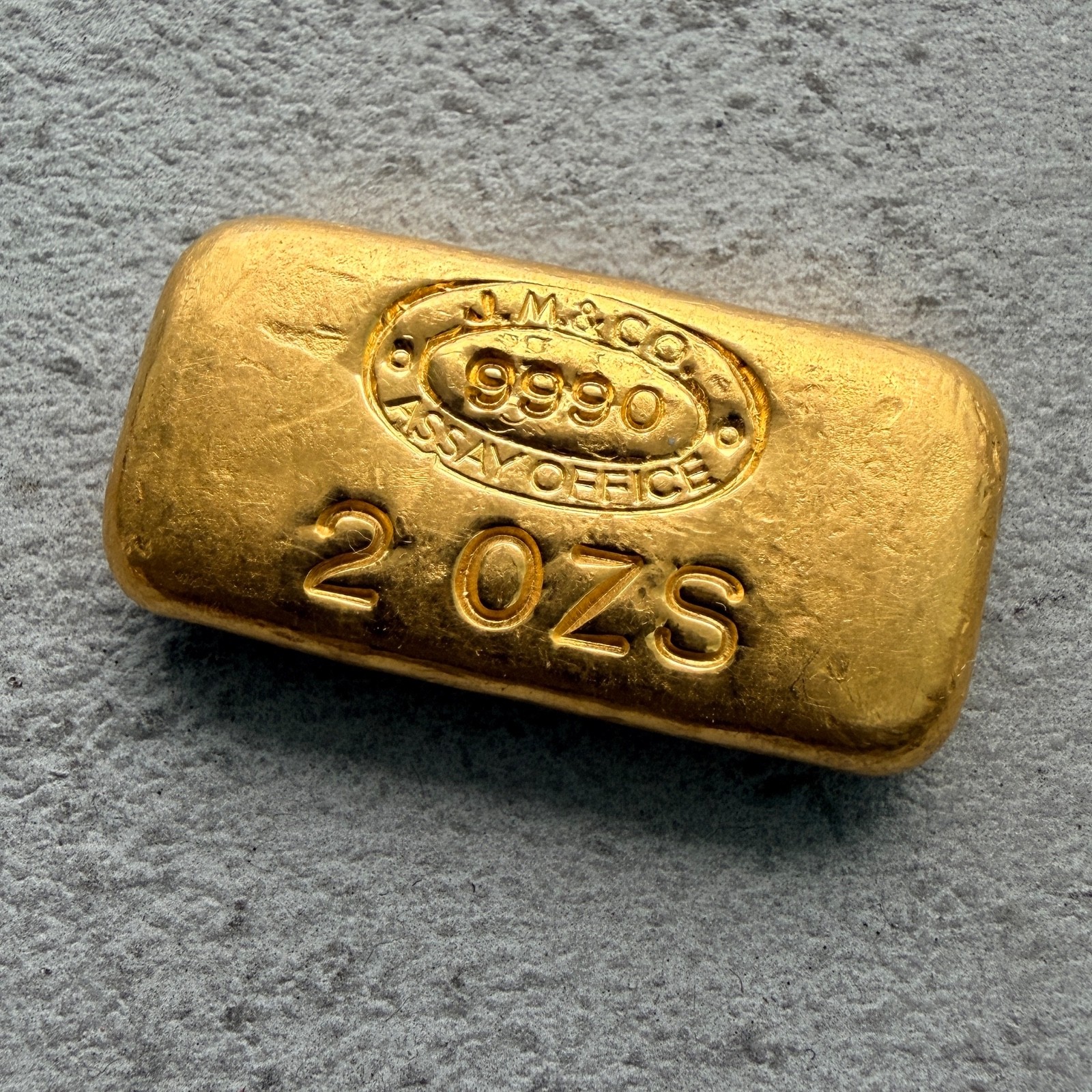 Vintage JMC Johnson Matthey Company 2 oz Gold Poured Bar 2oz