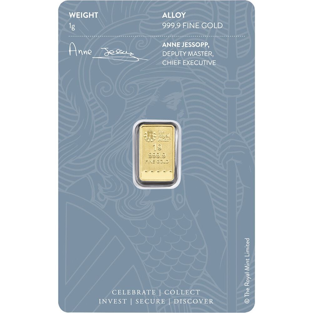 1 gram Gold Bar – Royal Mint Britannia – 999.9 Fine in Assay