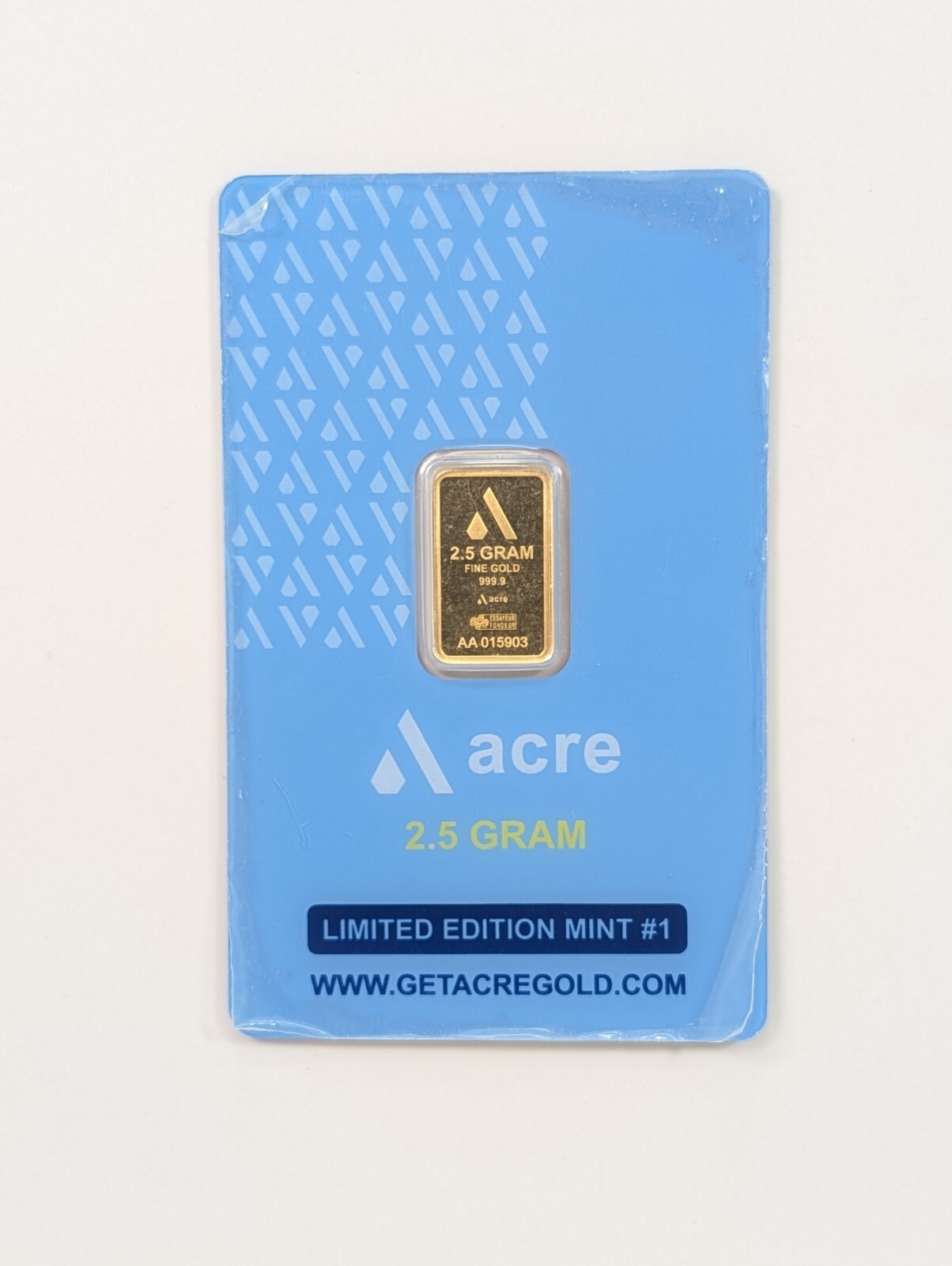 2.5 Gram Acre Limited Edition PAMP Suisse 999,9 Fine Gold Bar Sealed Assay Card