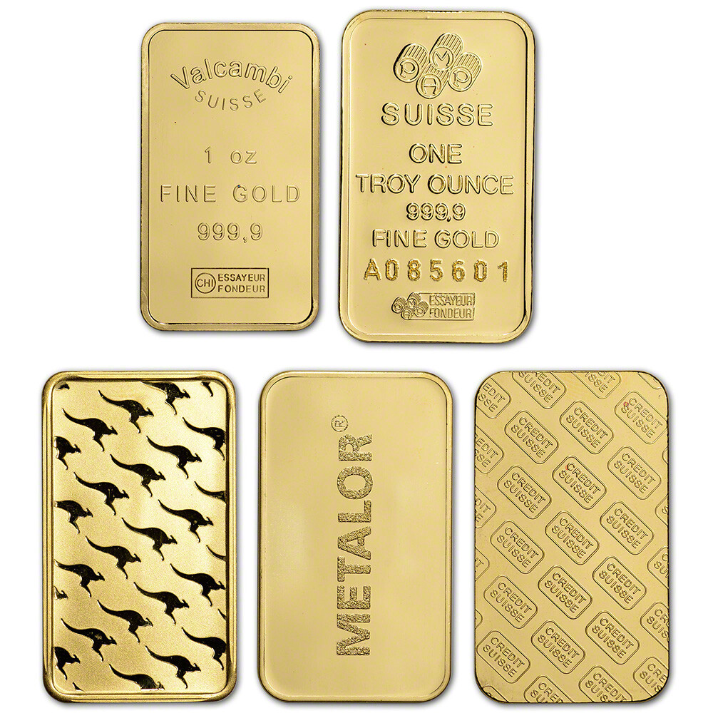 1 oz. Gold Bar – Random Brand – Secondary Market – 999.9 Fine